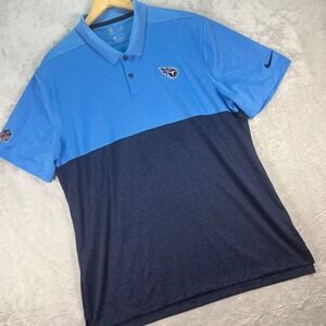 Nike NFL Men's Tennessee Titans On Field Dri-FIT Polo Blue Navy Colorblock Sz XL